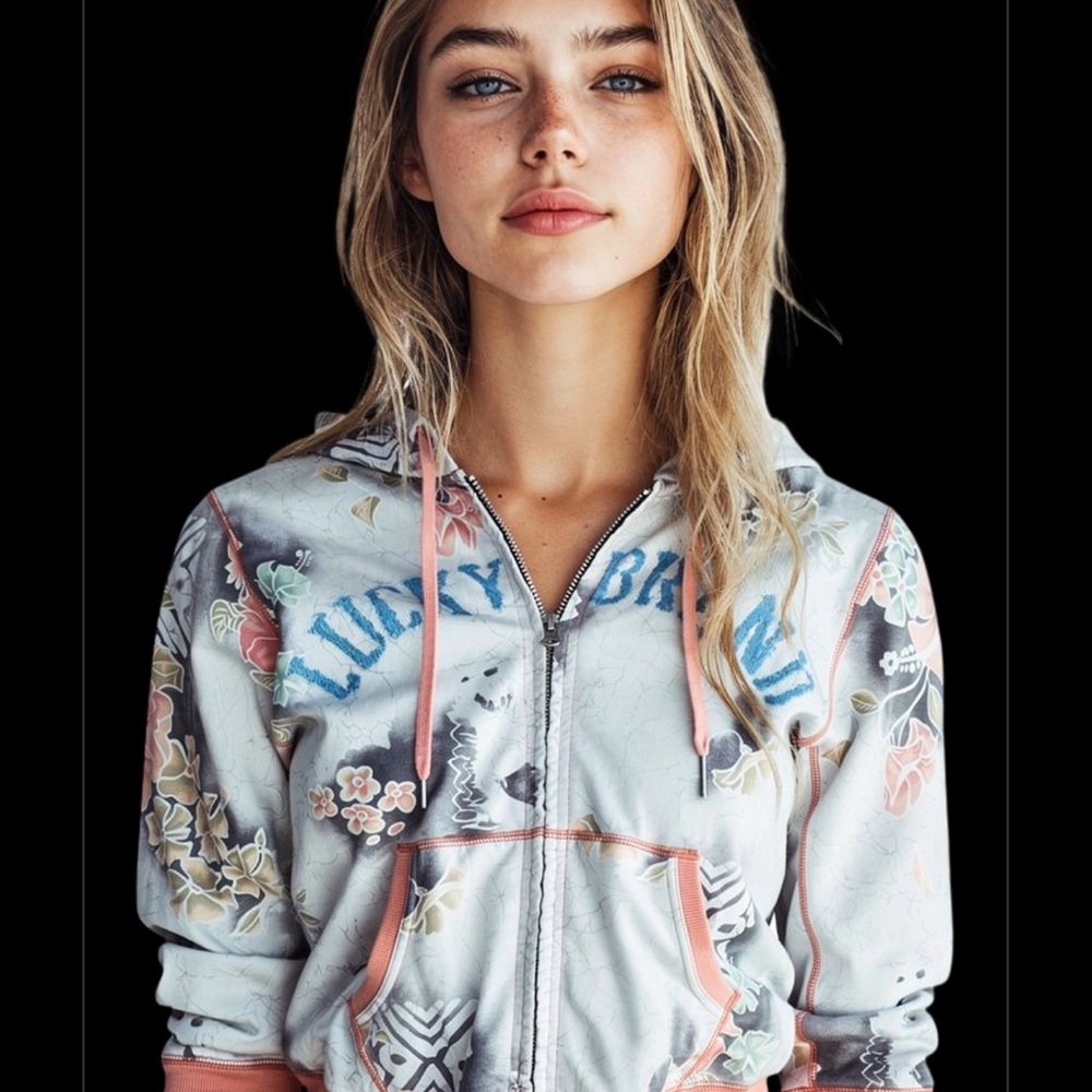 Ladies Lucky Brand Hoodie Size Extra Large - Amazing Look And very Comfortable !